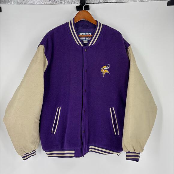 Vintage Minnesota Vikings Varsity Jacket XXL Men’s Logo Athletic Wool Leather - Picture 1 of 11